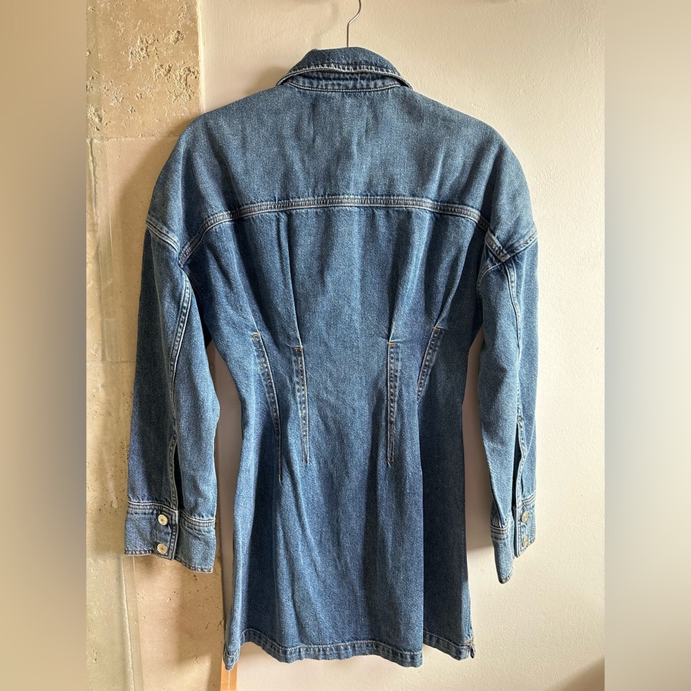 NWT Size 4 Reformation Roxanna Cinch Waist Denim Mini Dress - Picture 13 of 15